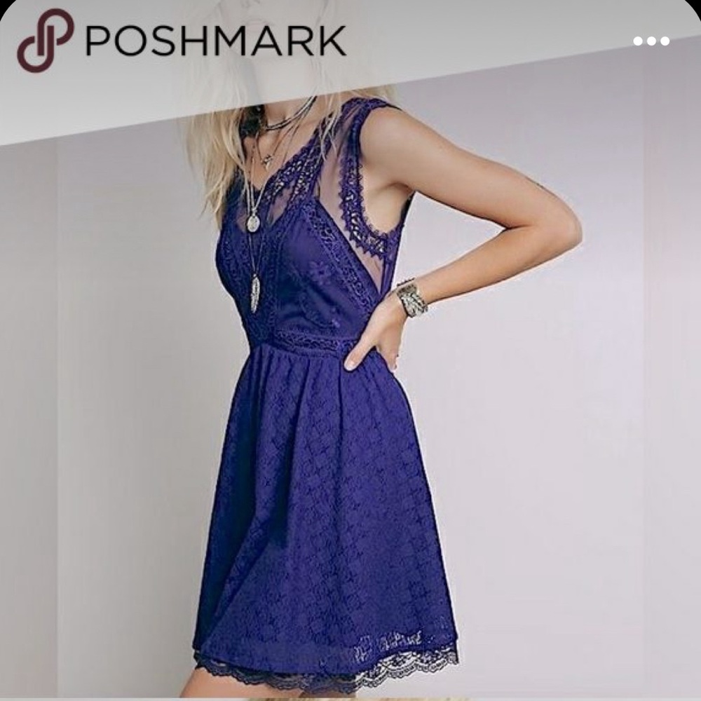Free People purple lace mesh mini dress